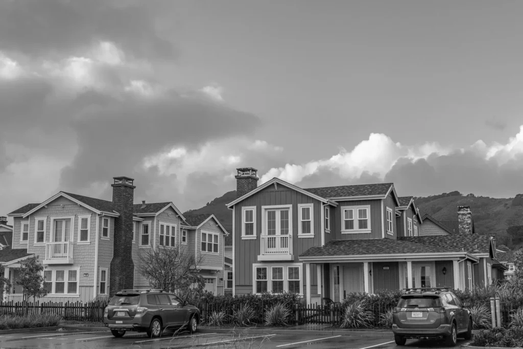Suburban street of family houses